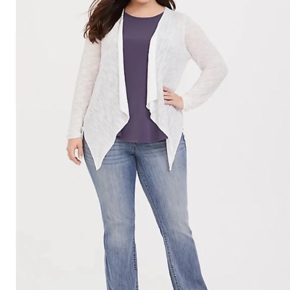 Torrid Ivory Slub Drape Front Cardigan 6X